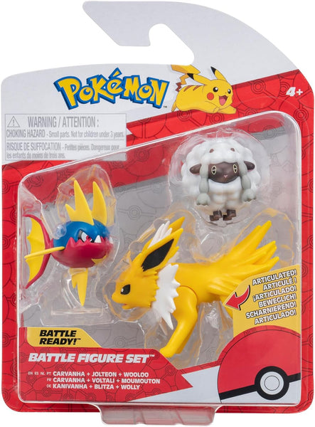 Pokemon - Battle Figure Set - Carvanha, Jolteon and Wooloo