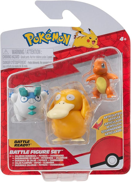 Pokemon - Battle Figure Set - Galarian Darumaka, Psyduck and Charmander