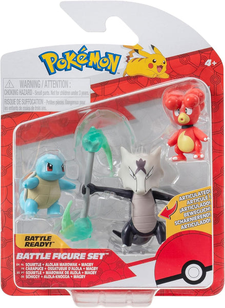 Pokemon - Battle Figure Set - Squirtle, Alolan Marowak and Magby