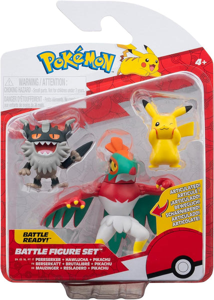 Pokemon - Battle Figure Set - Perrserker, Hawlucha and Pikachu