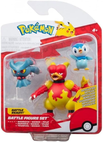 Pokemon - Battle Figure Set - Misdreavus, Magmar and Piplup