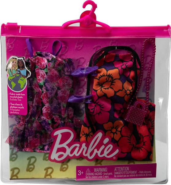 Barbie HJT35 Fashion Accessories - Barbie Outfit Flower Purple and Orange Dresses