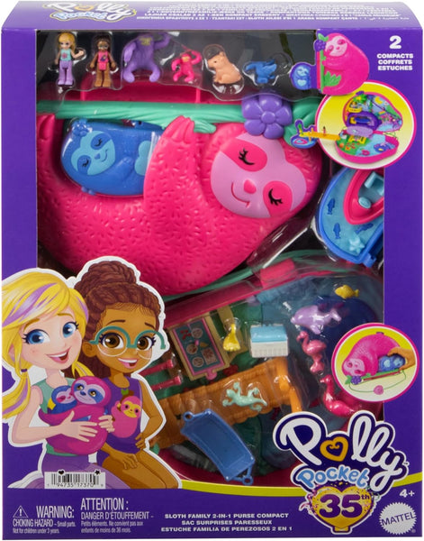 Polly Pocket HRD40 Sloth Family 2 In 1 Purse Compact Play Set