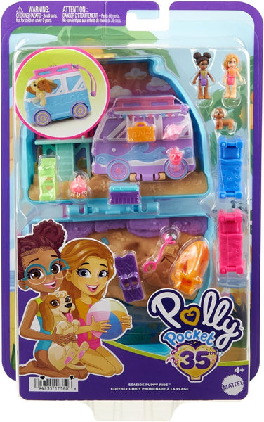 Polly Pocket HRD36 Seaside Puppy Ride Compact Play Set
