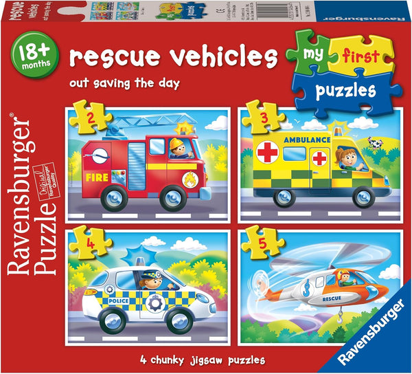 Ravensburger 12004064 My First Puzzle Rescue Vehicles Out Saving The Day 4 Chunky Jigsaw Puzzle