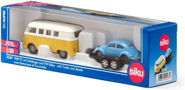 Siku 2567 Volkswagen T1 with Trailer and Beetle