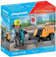 Playmobil 71752 Action Heroes Construction Worker with Pneumatic Drill