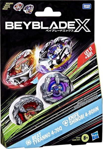 Beyblade X Beat Tyranno 4-70Q & Knife Shinobi 4-80HN Top Dual Pack