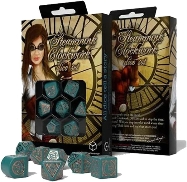 Q-Workshop Steampunk Clockwork Polyhedral 7 Dice Set