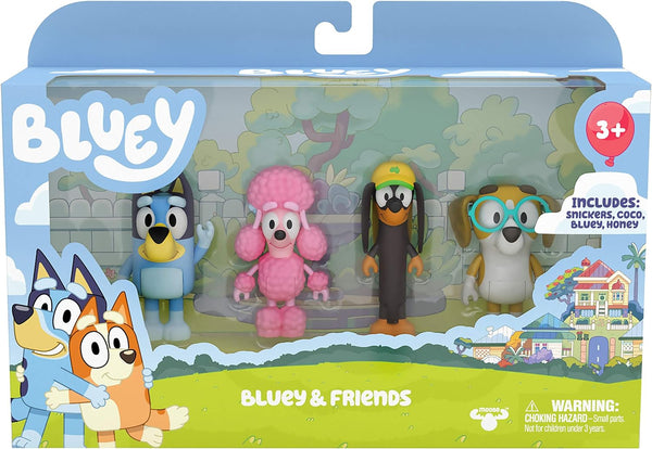 Bluey and Family: 4 Figure Pack - Bluey and Friends