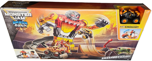Monster Jam Official Monster Truck - Die-Cast Vehicle -  1:64 Scale - Smash & Bash Smashbot Playset