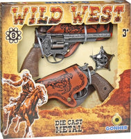 Wild West 8 Shots Metal Revolver and Holster Twin Set
