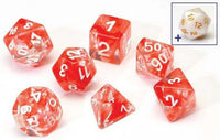 Sirius Dice Transparent Polyhedral 7 Dice Set - Red Cloud
