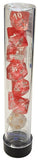 Sirius Dice Transparent Polyhedral 7 Dice Set - Red Cloud
