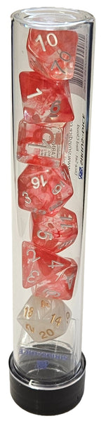 Sirius Dice Transparent Polyhedral 7 Dice Set - Red Cloud