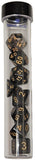 Sirius Dice Transparent Polyhedral 7 Dice Set - Solid Black & Gold