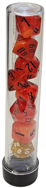 Sirius Dice Transparent Polyhedral 7 Dice Set - Fire Nebula