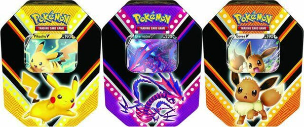 Pokémon V Power Tin - Eevee V or Eternatus V or Pikachu V