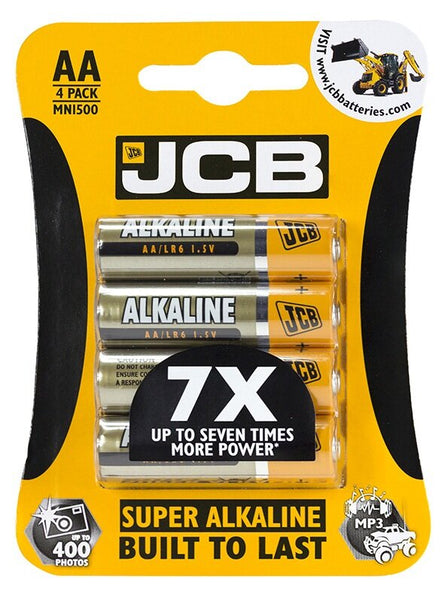 JCB AA Alkaline Single Use Batteries - 4 Pack