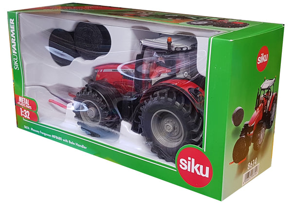 Siku 8614  Massey Ferguson Tractor with Bale Handler and 2 Bales