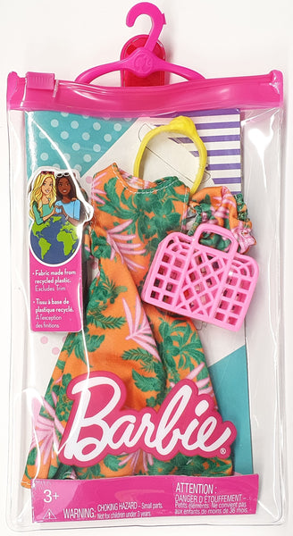 Barbie Fashion Accessories - Barbie Orange Tropical Dress and Pink Bag