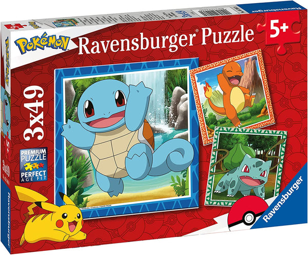 Ravensburger 05586 Pokemon Bulbasaur, Squirtle and Charmander 3X49p Puzzle