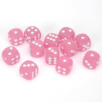Chessex 27664 Frosted Dice Block 12 x D6 Dice Set - Pink / White