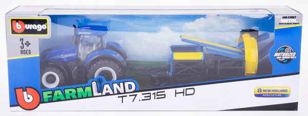 Burago New Holland T7.315 and Cultivator Trailer