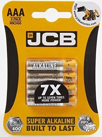 JCB AAA Alkaline Single Use Batteries - 4 Pack