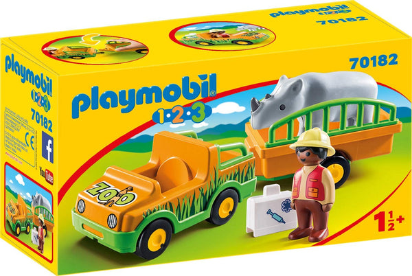 Playmobil    70182    1.2.3 Zoo Vehicle with Rhinoceros