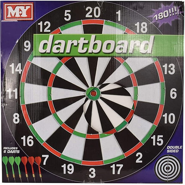 Double Sided Dart Board with 6 Darts