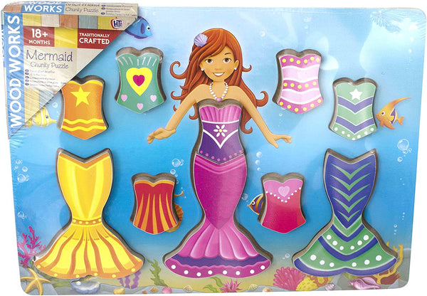 Dress Up Mermaid Chunky Shape Puzzle Wooden