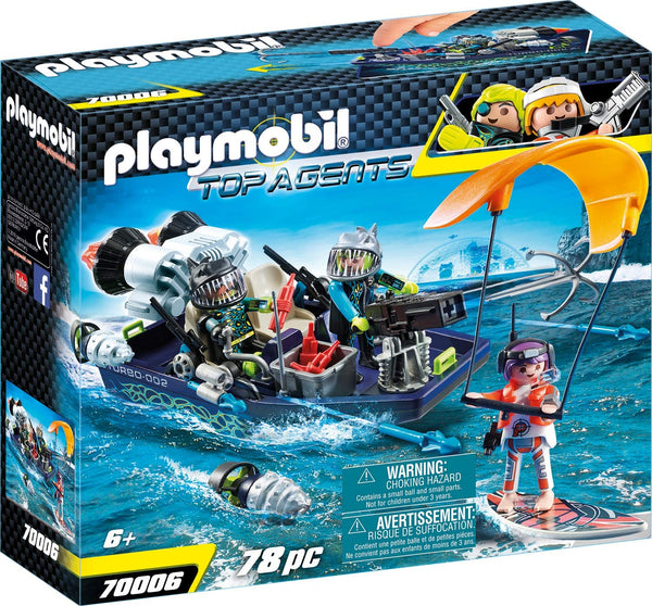Playmobil 70006 Top Agents Team S.H.A.R.K Harpoon Boat with Kite Surfer