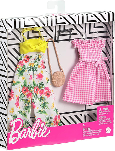 Barbie Double Fashion Set - Floral Dress and Pink Gingham