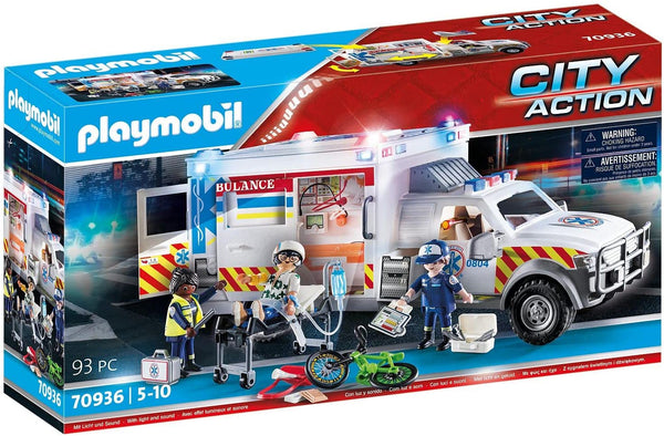 Playmobil 70936 Rescue Vehicles: Ambulance with Lights and Sound