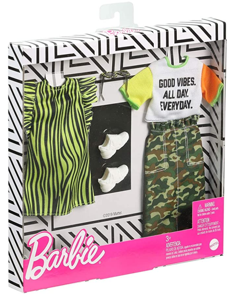 Barbie Double Fashion Set - Striped Dress and Camo Skirt