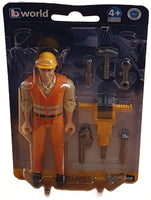 Bruder 60020 Male Figure with Light Skin Roadworker with tools and Jackhammer