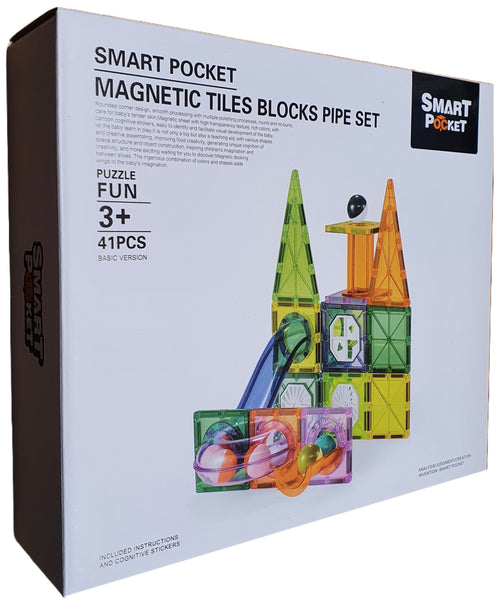 Smart Pocket Magnetic Tiles Blocks Pipe Set - 41 Pieces