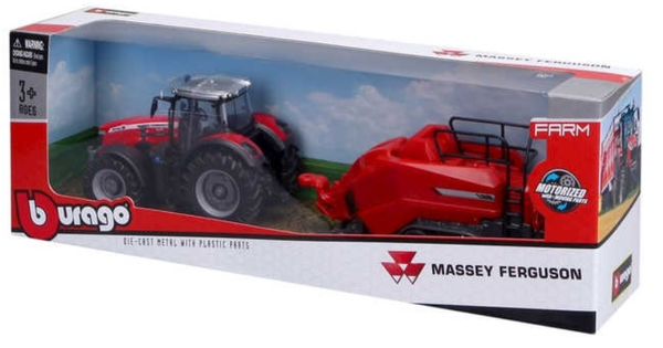 Burago Massey Ferguson 8740S Tractor and Bailer Lifter