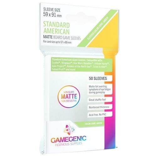 Board Game Card Sleeves - Gamegenic - 59 mm X 91 mm Clear Non Glare Matte - Standard american